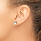 14K White Gold 4 ct Certified Lab-Created Diamond VS+ F+, Princess-Cut 4-Prong Stud Earrings