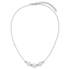 Sterling Silver Rhodium-plated CZ Bead/FWC Pearl With  2in ext. Necklace