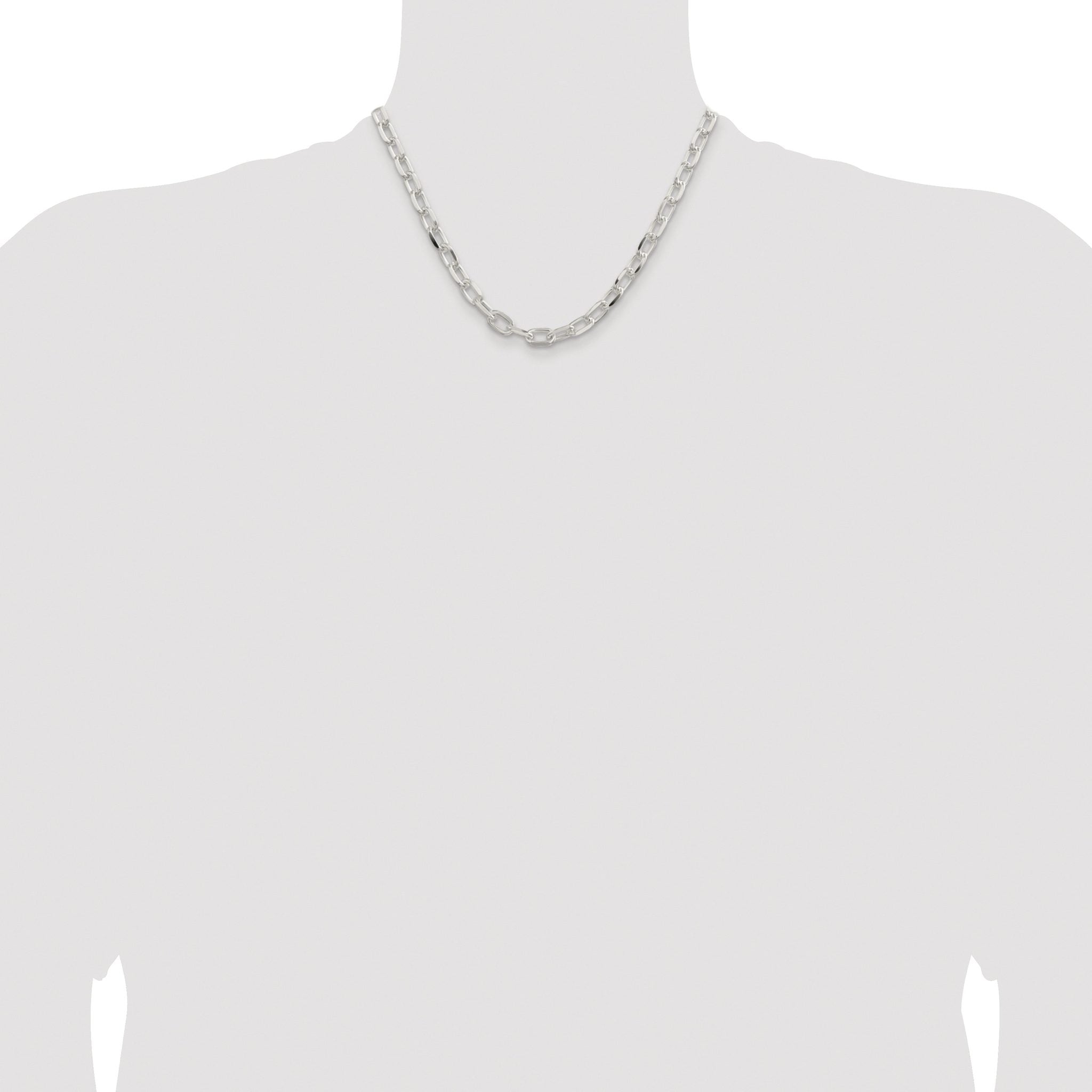 Sterling Silver Rhodium-plated 7.5mm Diamond-cut Long Link Cable Chain