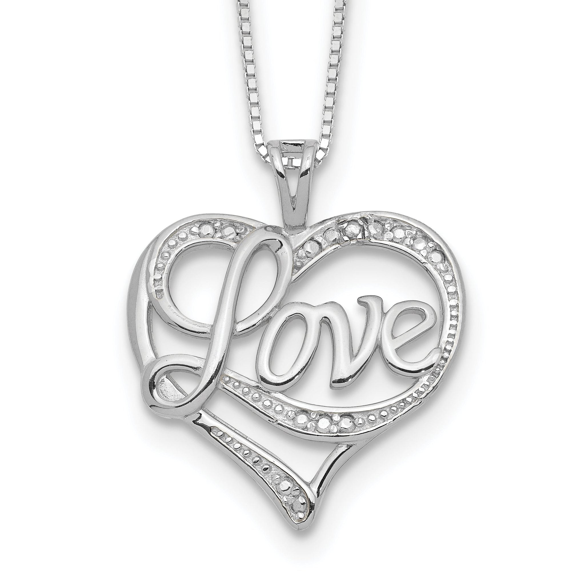 Sterling Silver Rhodium-plated Diam. Love Necklace Main image
