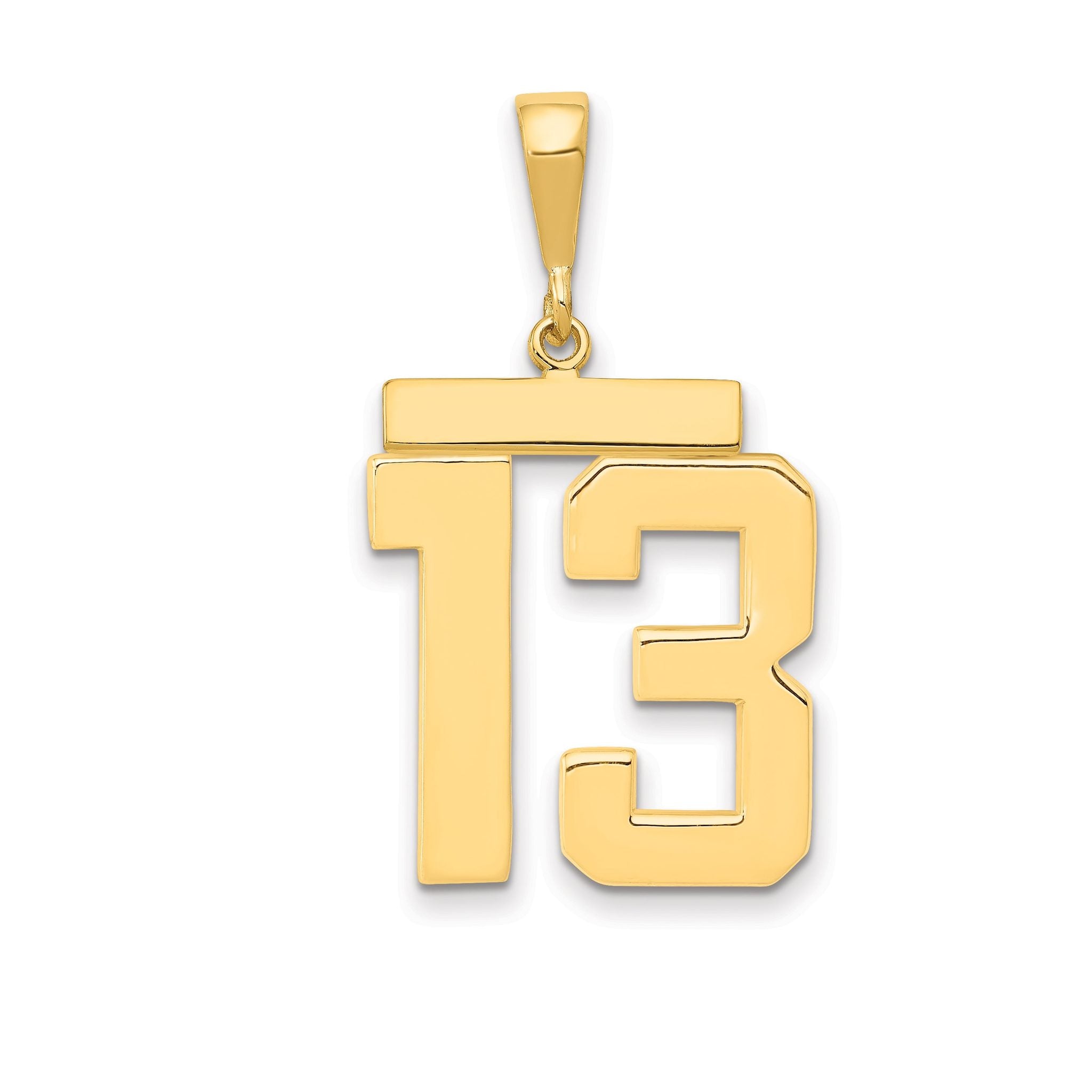 14K Gold Large Polished Number 13 Charm  Bold and Elegant