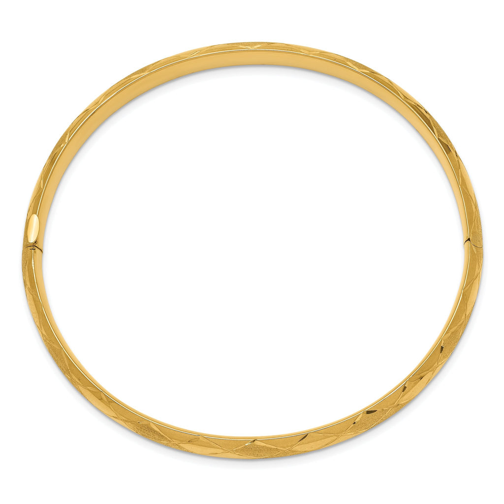 14K Gold Diamond-Cut Fancy Hinged Bangle Bracelet for Women