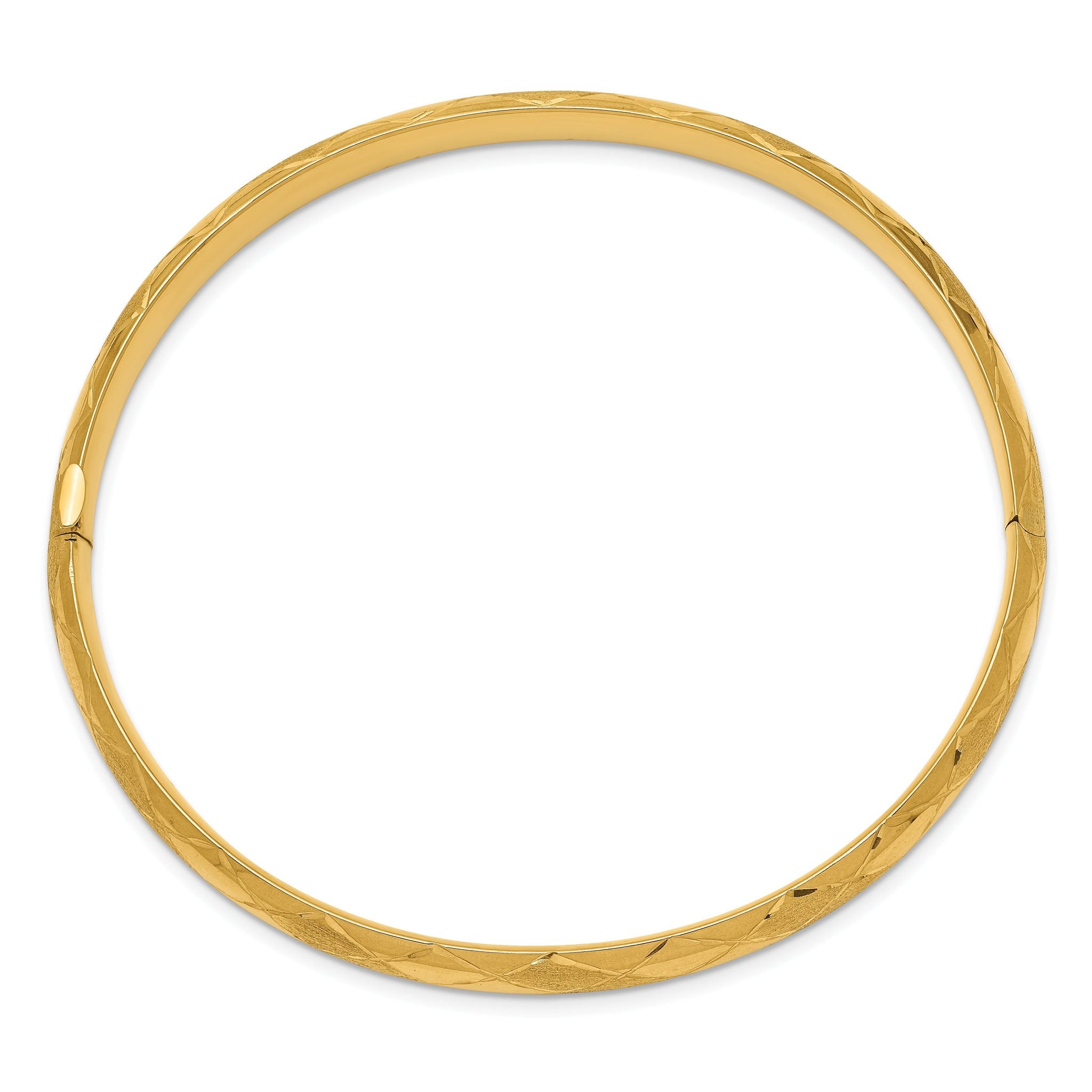 14K Gold Diamond-Cut Fancy Hinged Bangle Bracelet for Women
