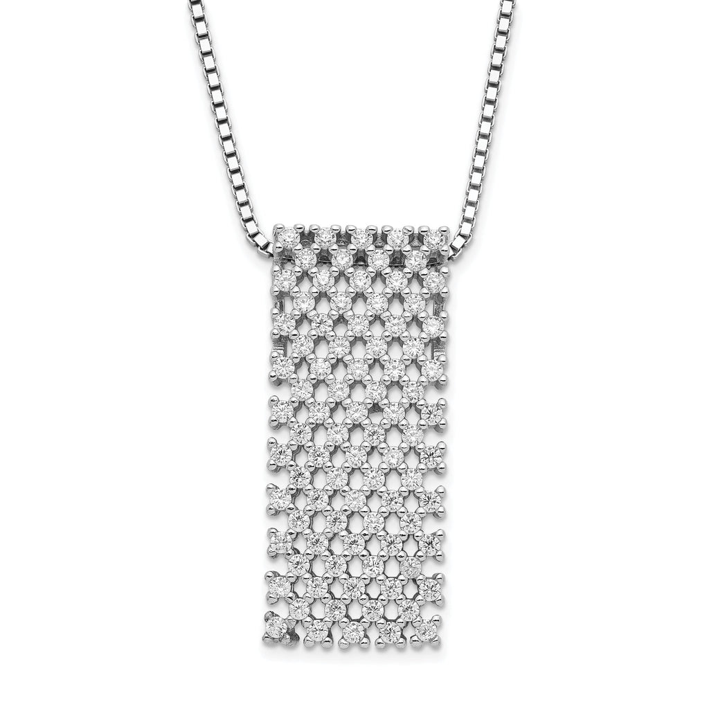 Sophia Jewelers Sterling Silver CZ Pendant Necklace with Extender Elegant and Polished