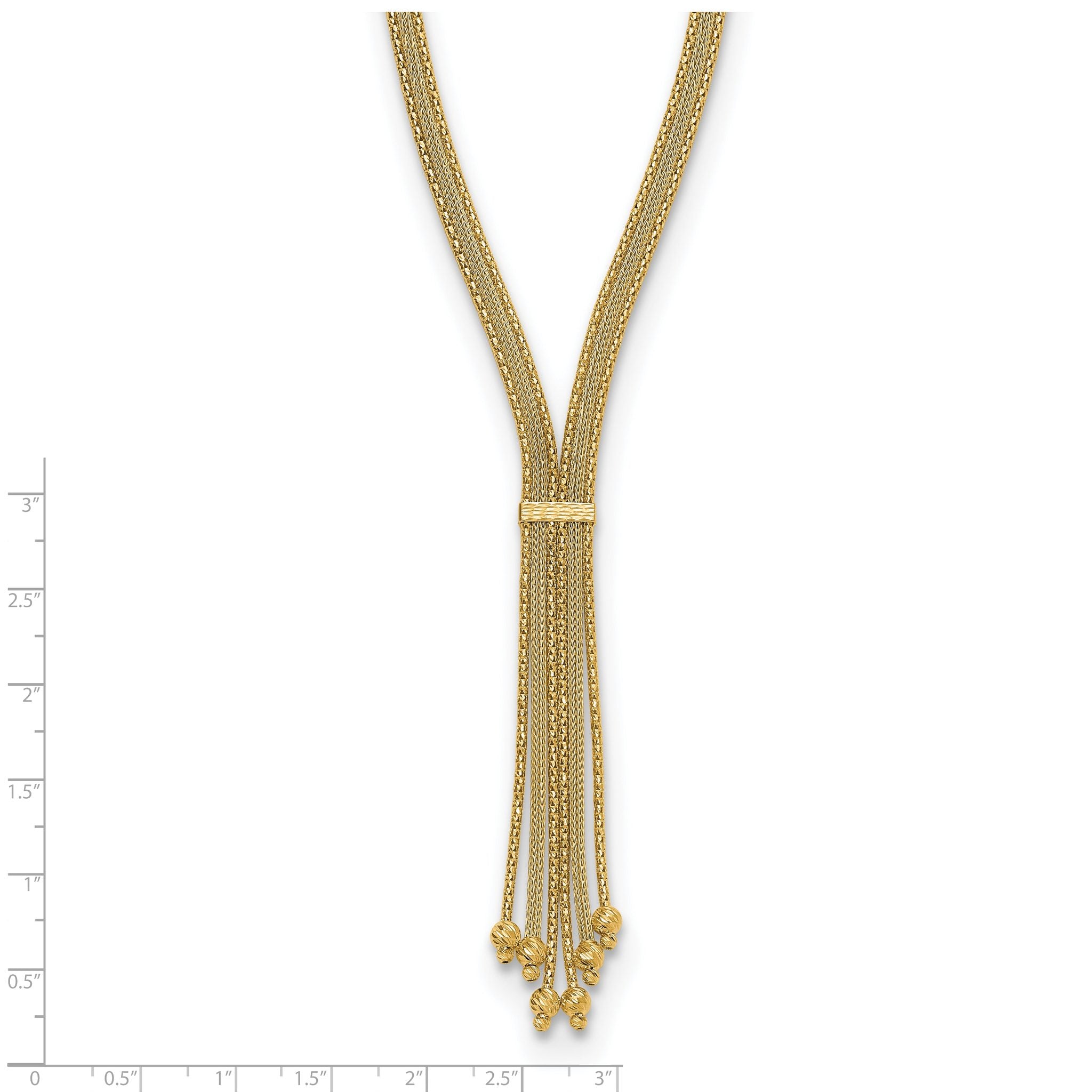 14K Polish/Texture/Dia-cut Fancy Drop Necklace