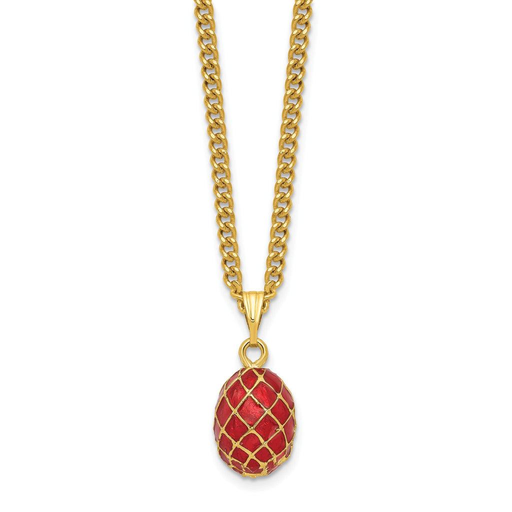 Luxury Giftware by Jere Pewter Bejeweled Crystals Gold-tone Enameled VALENTINE Ruby Red With Ring Pad Trinket Box with Matching 18 Inch Necklace