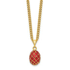 Luxury Giftware by Jere Pewter Bejeweled Crystals Gold-tone Enameled VALENTINE Ruby Red With Ring Pad Trinket Box with Matching 18 Inch Necklace