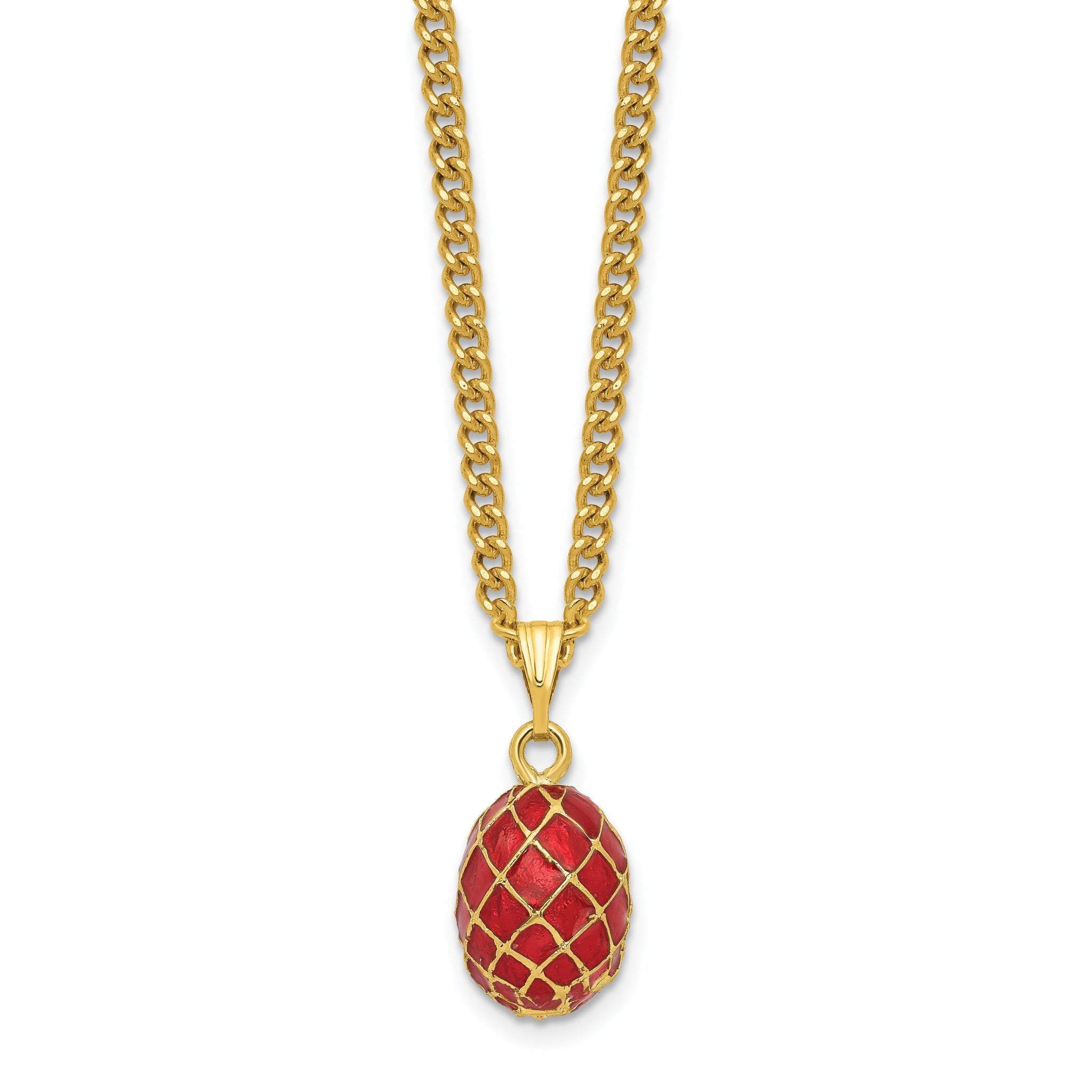 Luxury Giftware by Jere Pewter Bejeweled Crystals Gold-tone Enameled VALENTINE Ruby Red With Ring Pad Trinket Box with Matching 18 Inch Necklace