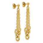 14K Polished Fancy 3-Strand Cable Link Post Dangle Earrings