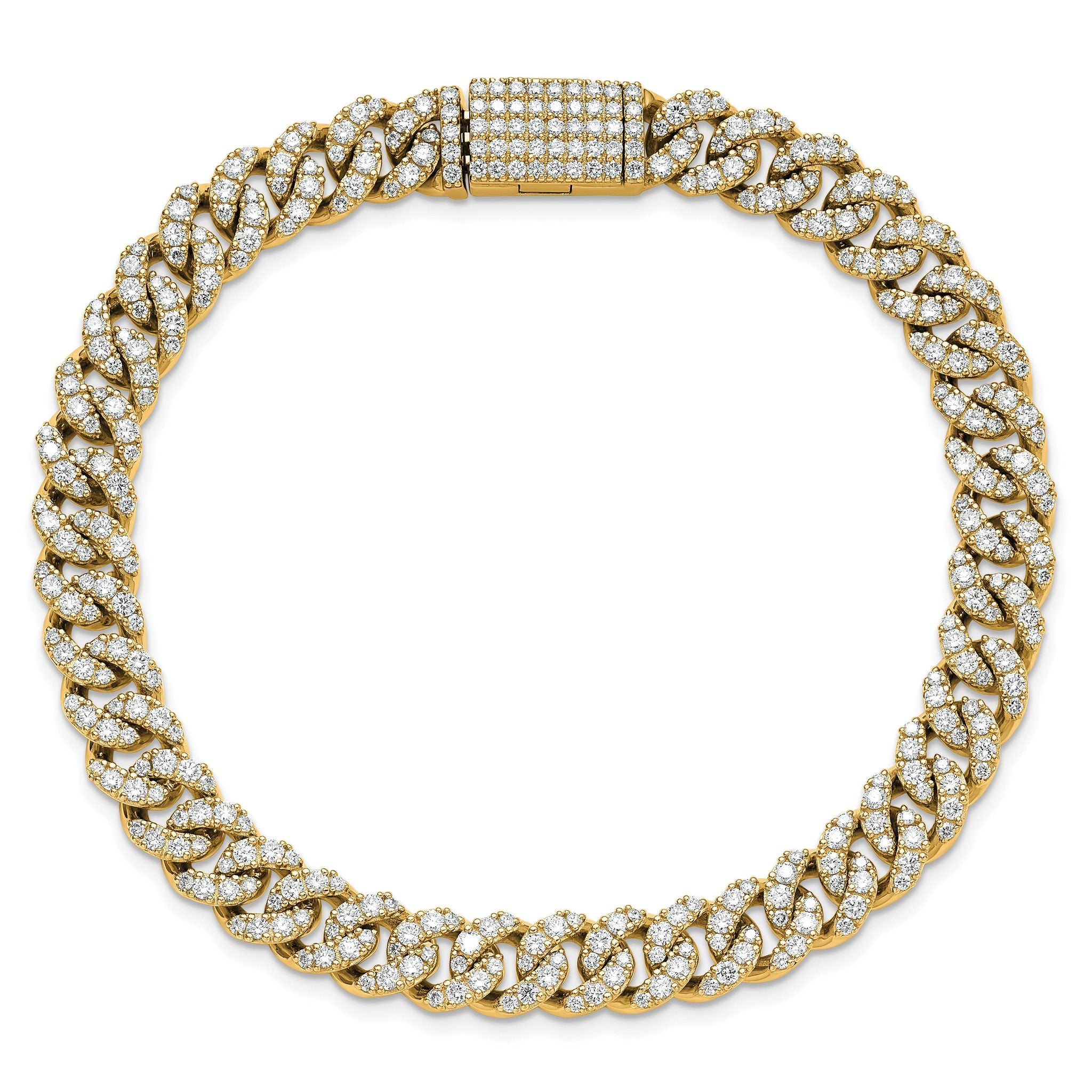 10 Karat 5 carat Lab Grown Diamond VS+ F+ Complete 4mm Pav‚ Cuban Link 8 Bracelet