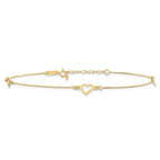 14k Diamond-cut Heart 9in Plus 1in ext Anklet