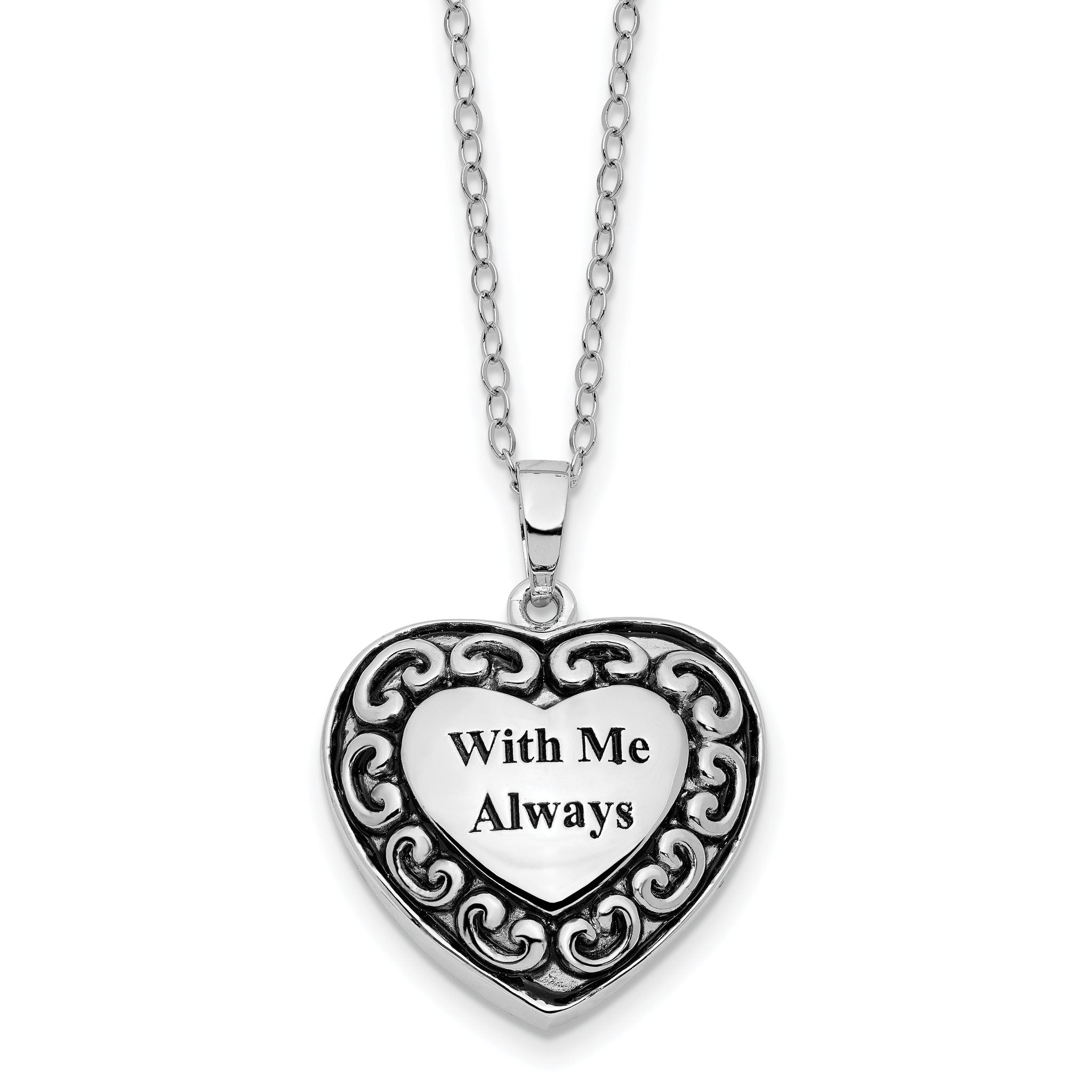 Sentimental Expressions Sterling Silver Rhodium-plated With Me Always Ash Holder 18 Inch Necklace Main image