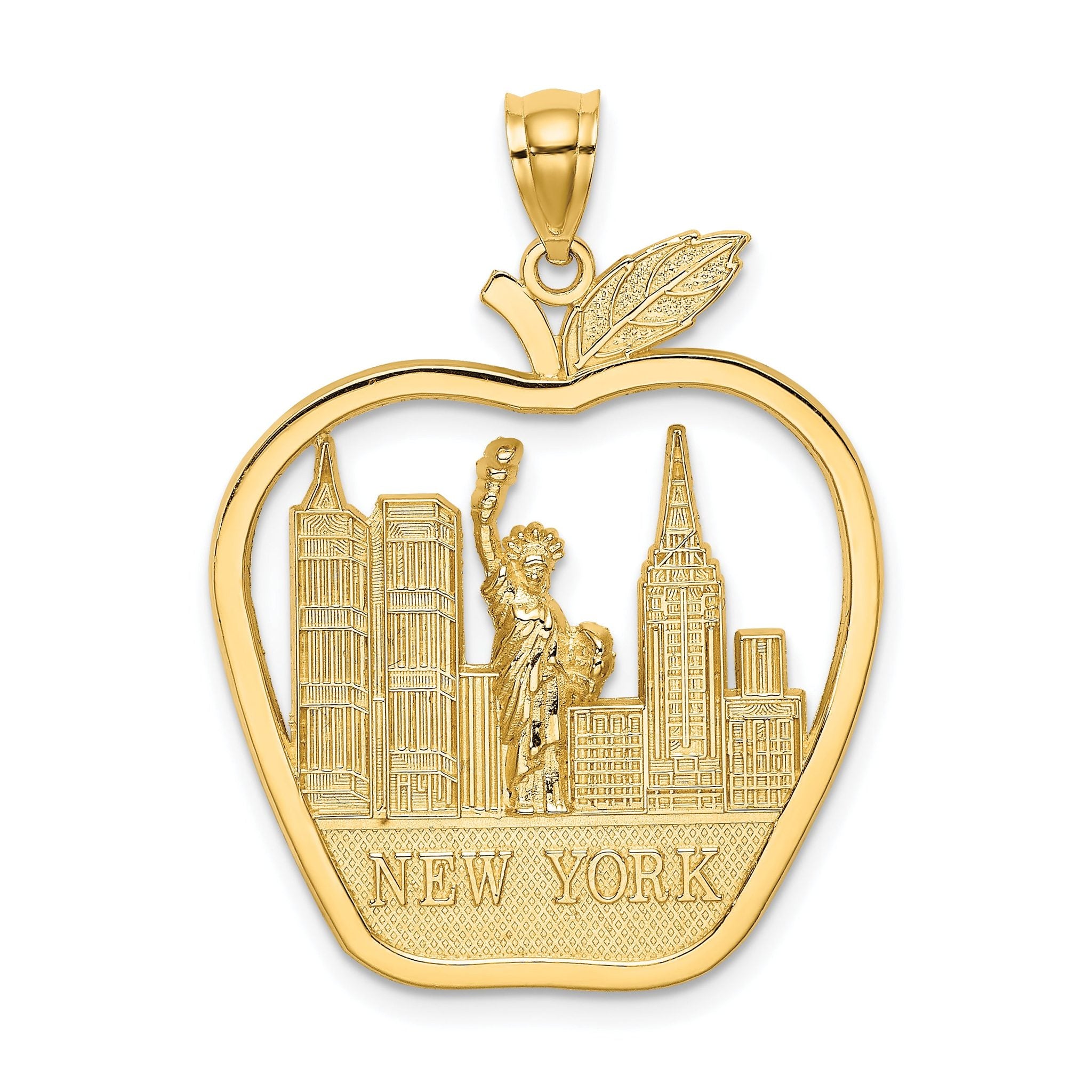 14K NEW YORK Apple w/New York Skyline and Statue of Liberty Charm Main image