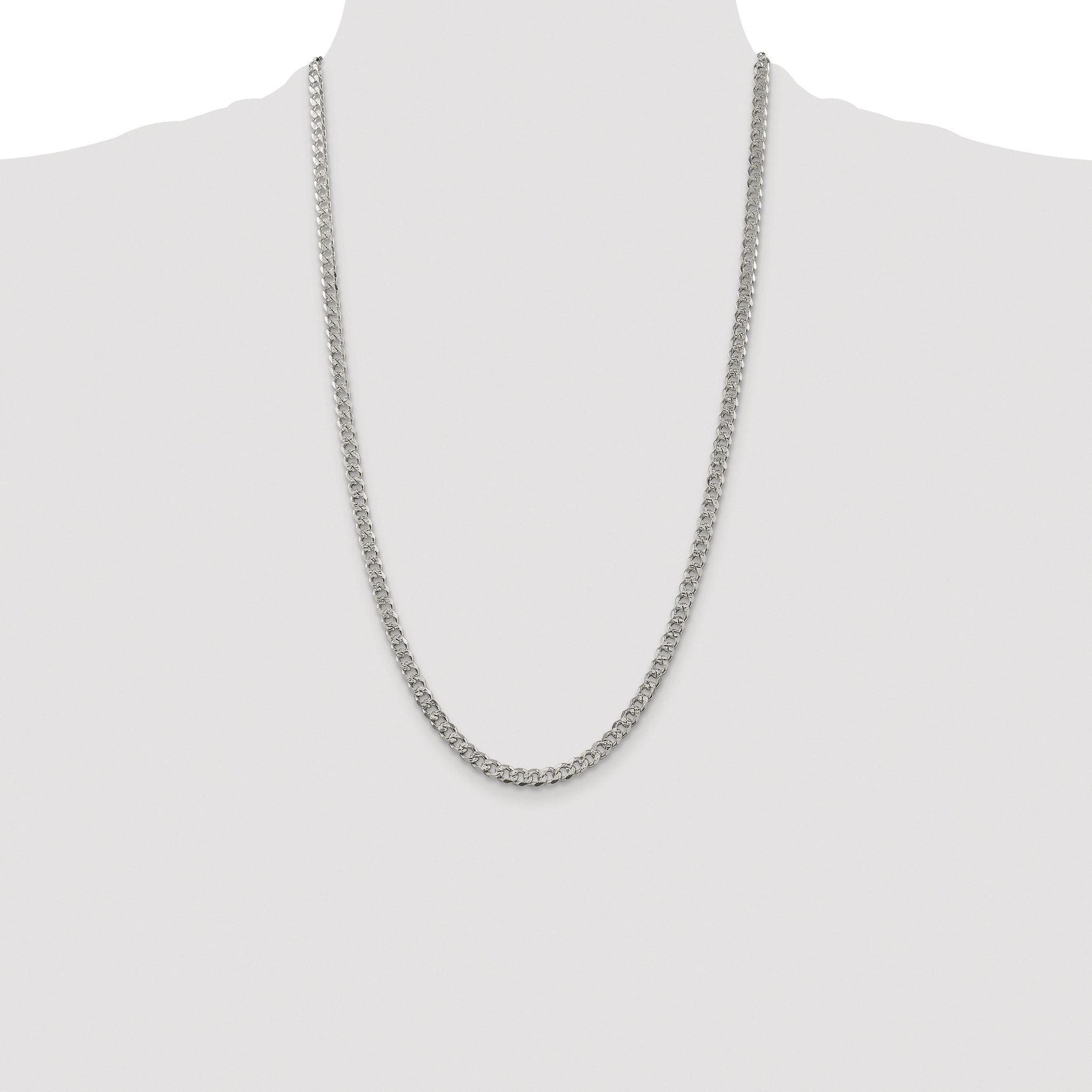Pavé Curb Chain Necklace in Sterling Silver, 4.5mm