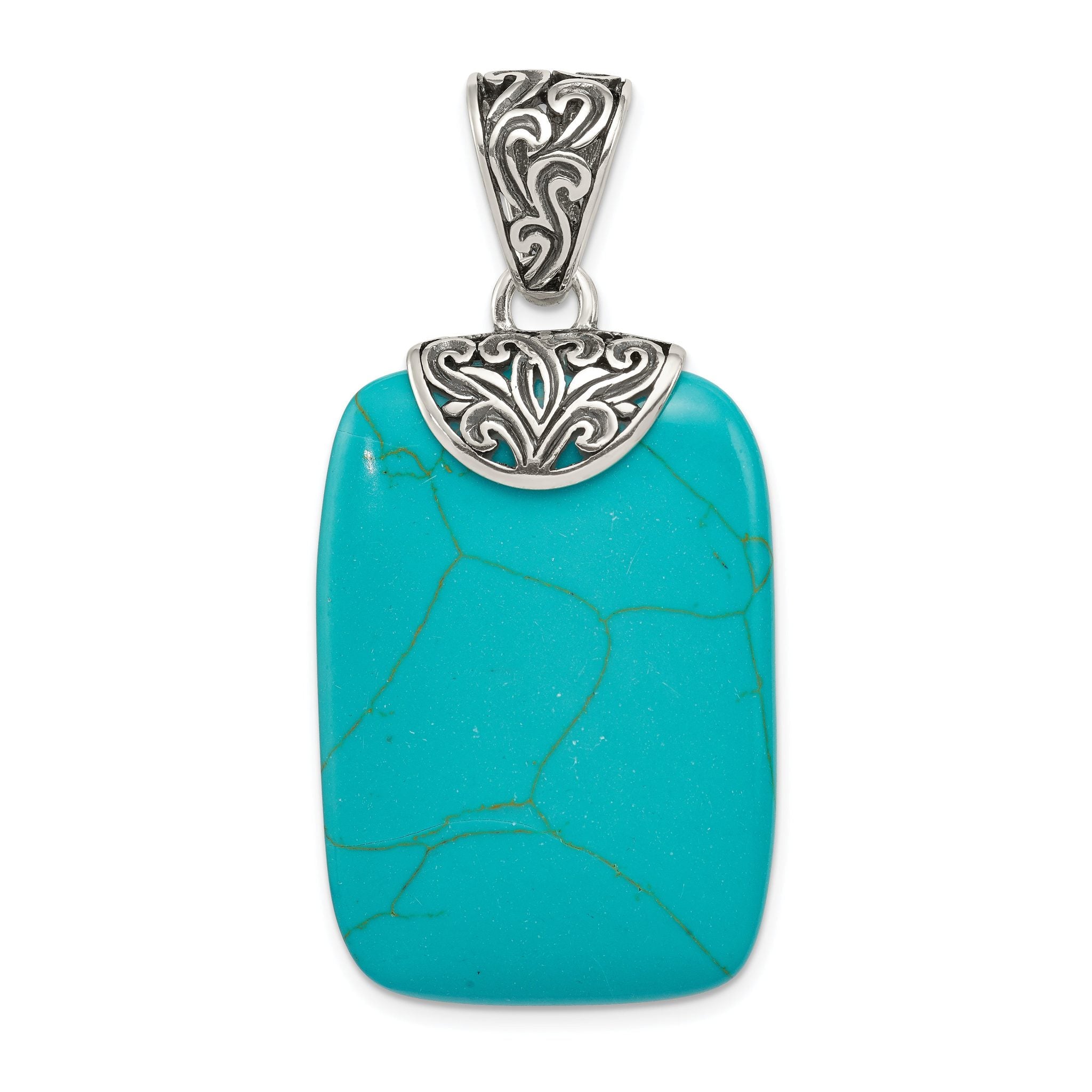 Sterling Silver Antiqued Turquoise Pendant Main image