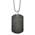 Carbon Fiber Dog Tag Necklace in Stainless Steel, 24in