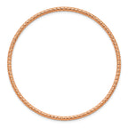 Stainless Steel Polished and Textured Rose IP-plated 2mm Slip on Bangle Bracelet for Women