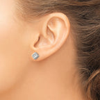 Stainless Steel Brushed Cubic Zirconia Button Earrings