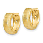 14K Gold Textured Hinged Hoop Earrings with Polished Finish  14mm Huggie Style