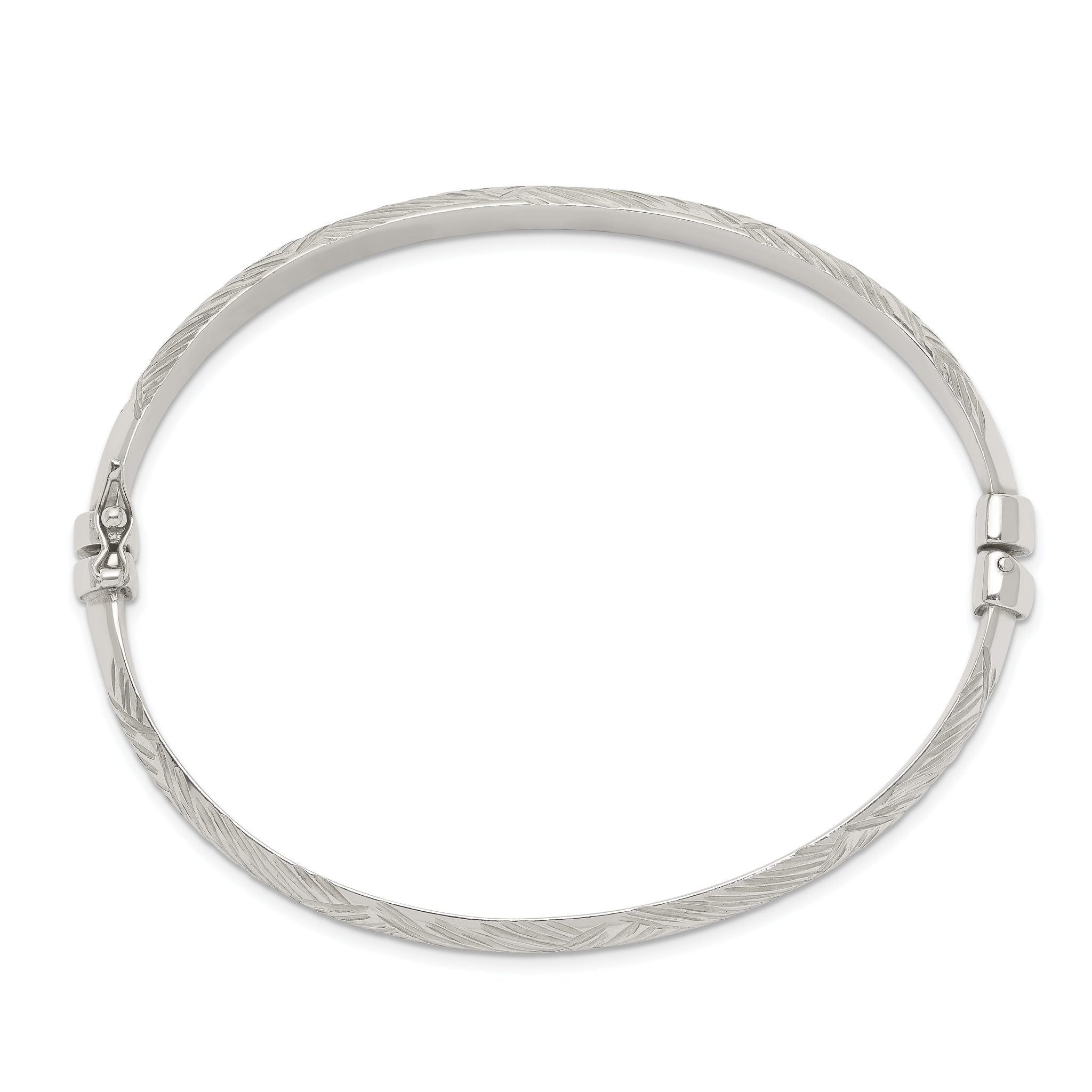 Sterling Silver Diamond Cut 7.5mm Bangle and 5mm Hoop Earring Set Main image