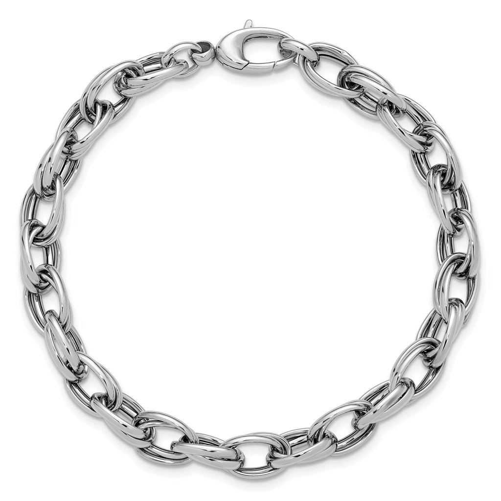 14K White Gold Polished Fancy Link Bracelet