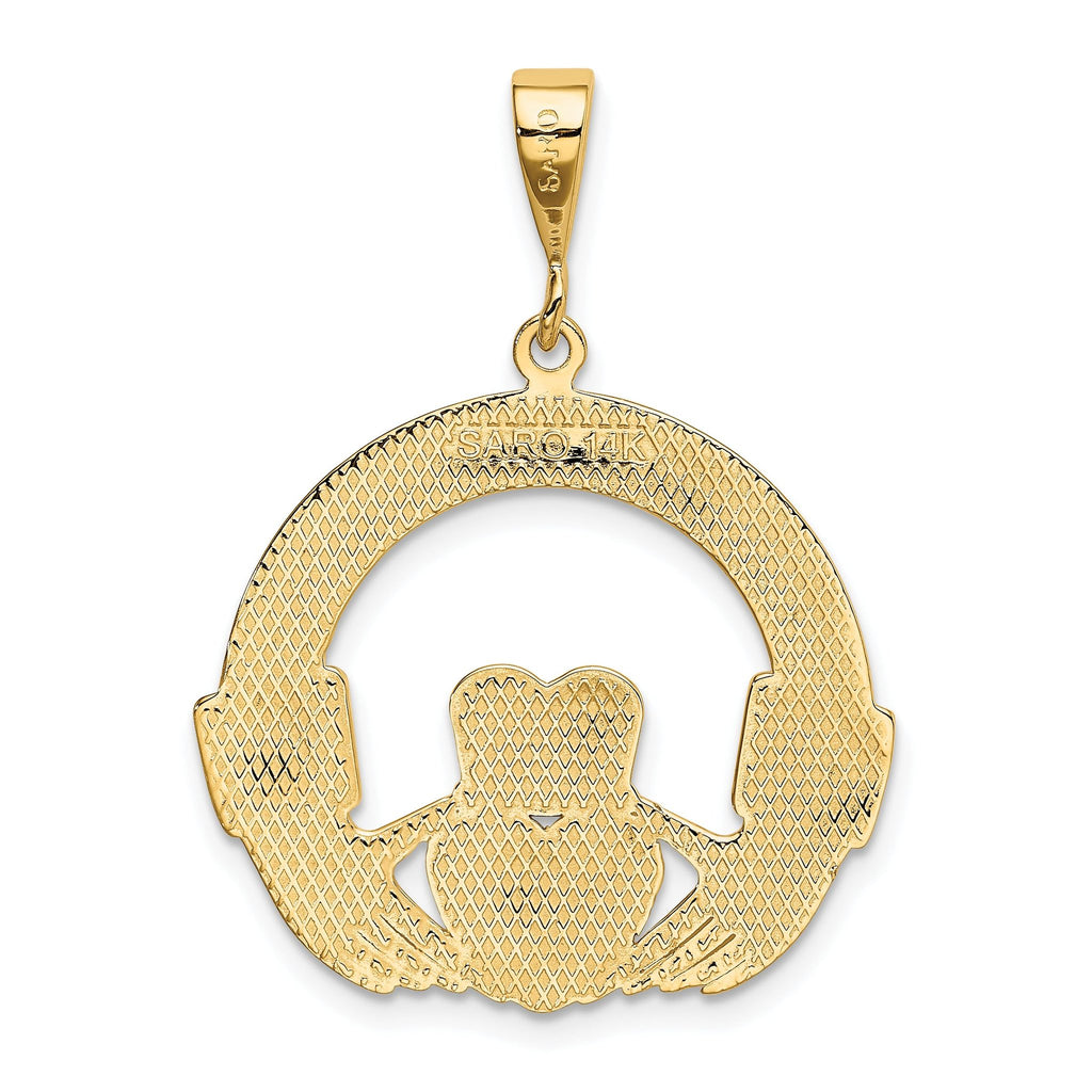 14K Gold Men's Claddagh Pendant with Polished Finish