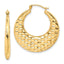 10k Polished Textured Hoop Earrings