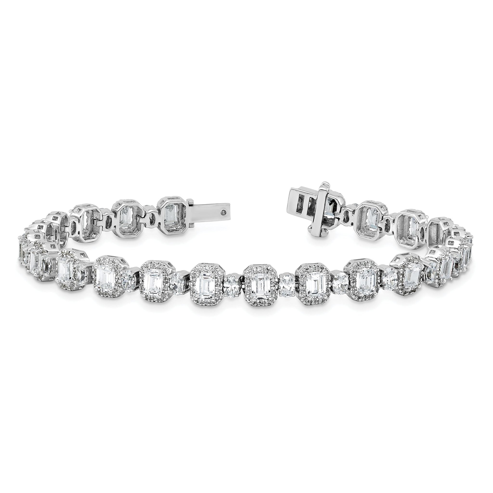 14k White Gold 8 carat Lab Grown Diamond VS+ F+ Complete Fashion Tennis Bracelet