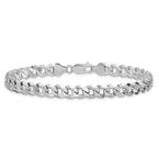 Sterling Silver Rhodium-plated 7mm Beveled Curb Chain