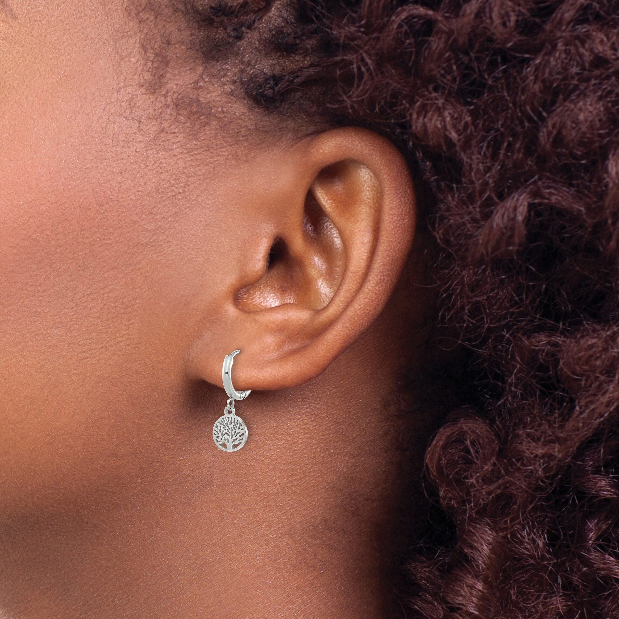 Stainless Steel Polished Huggie Hoop Earrings for Women
