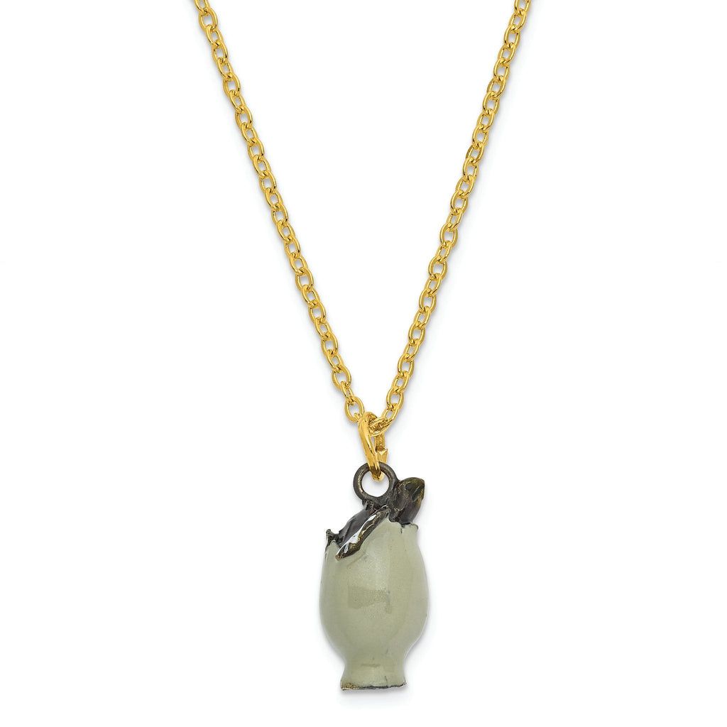Luxury Giftware by Jere Pewter Bejeweled Crystals Gold-tone Enameled EGGBERT Turtle Hatchling Trinket Box with Matching 18 Inch Necklace
