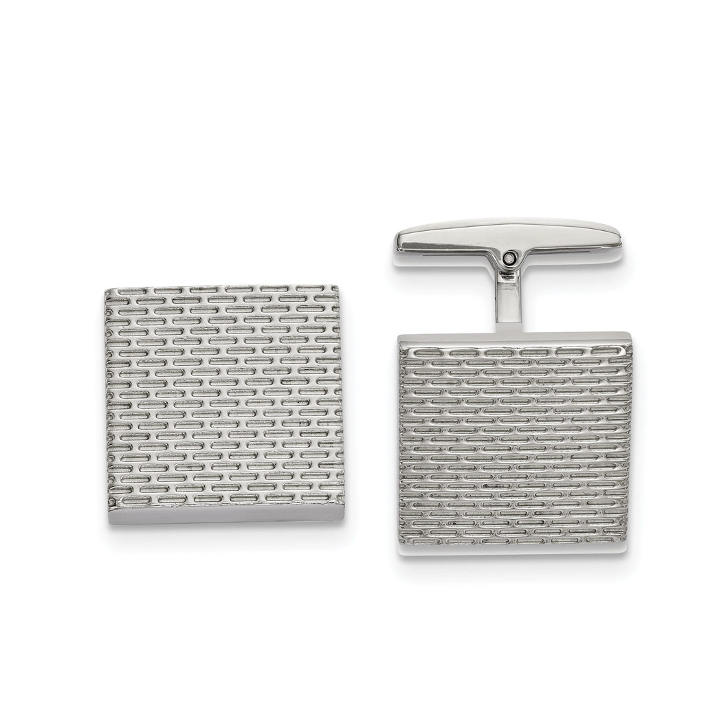 Stainless Steel Polished & Textured Square Cuff Links
