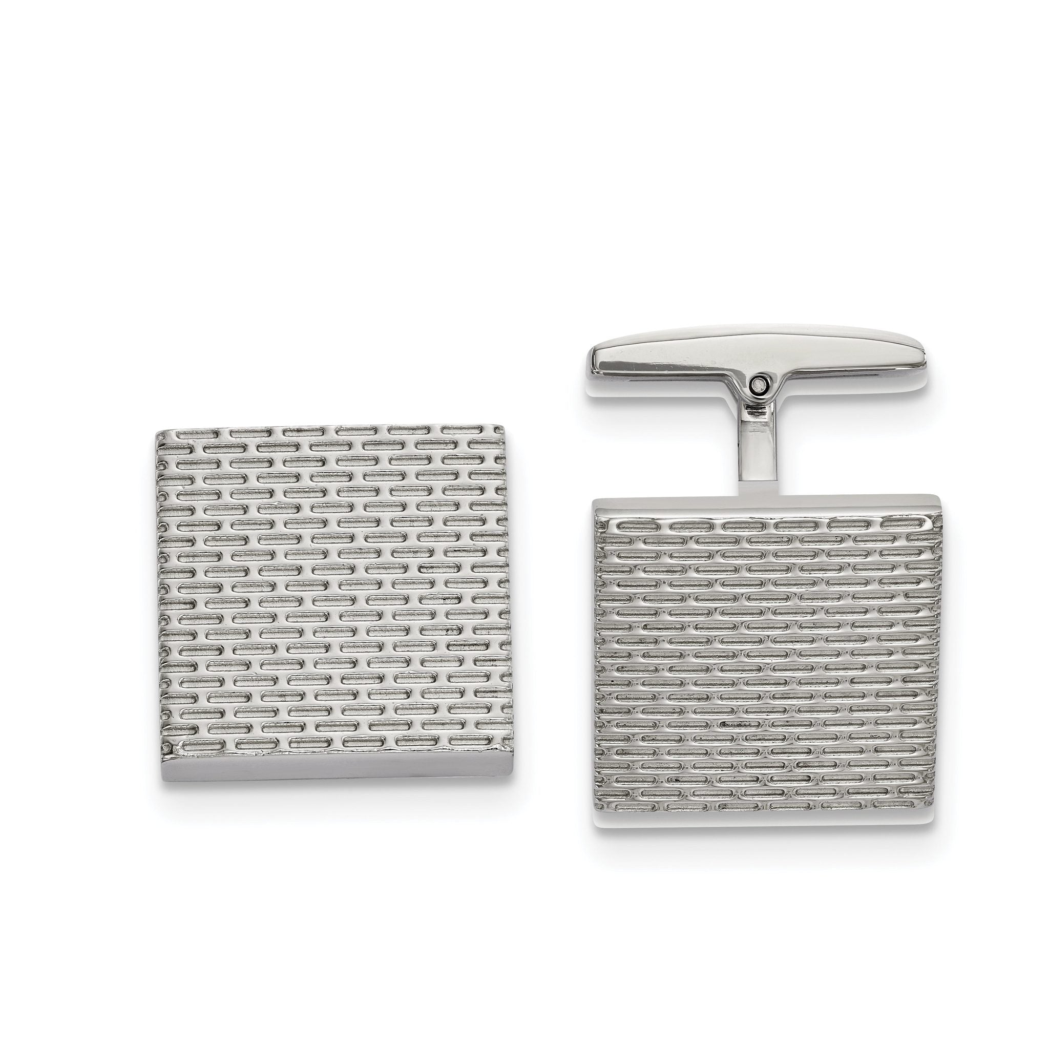 Stainless Steel Polished & Textured Square Cuff Links