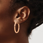 Stainless Steel Rose Gold-Tone Polished Hinged Huggie Hoop Earrings for Women