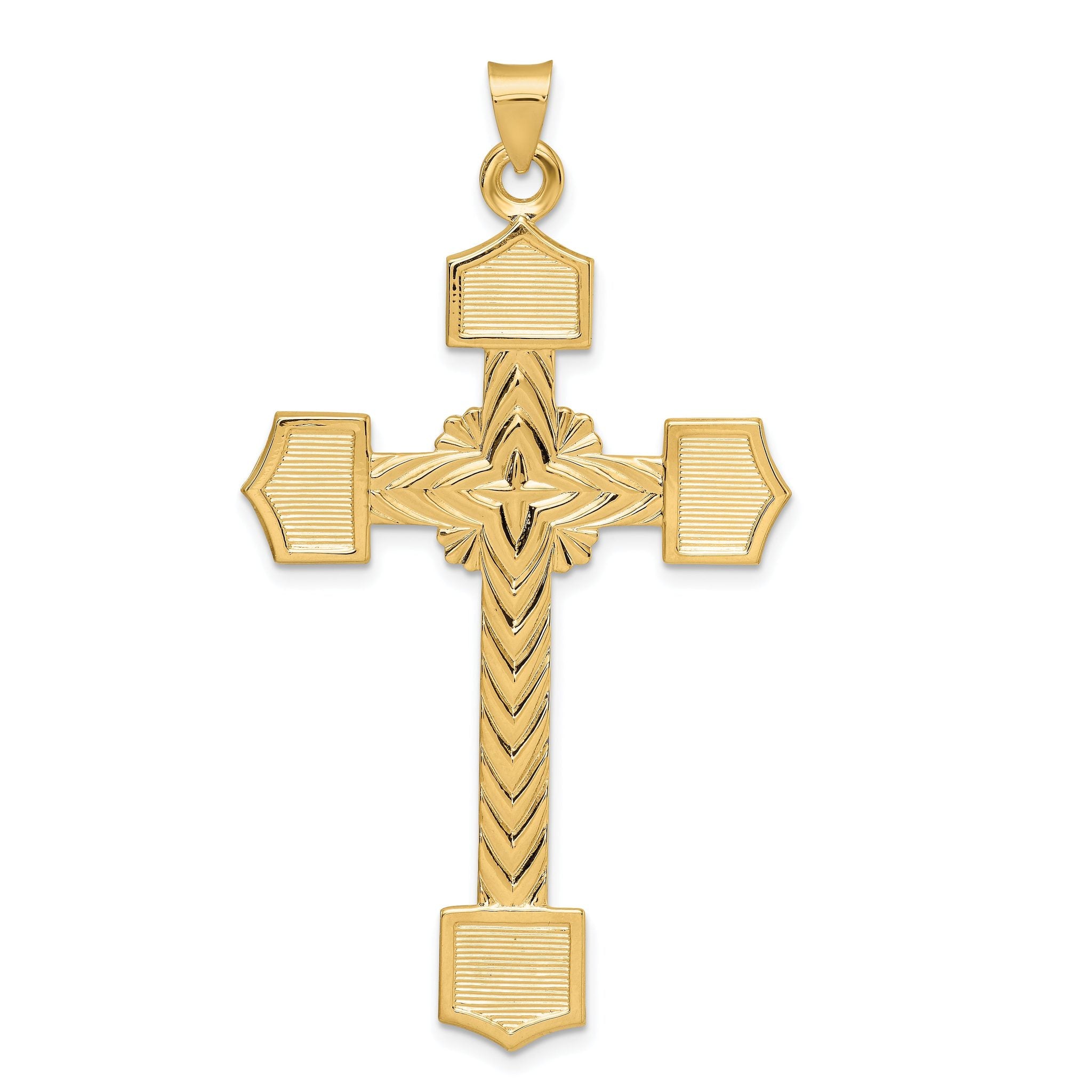 14k Polished Solid Fancy Design Cross Pendant Main image
