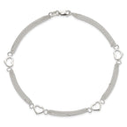 Sterling Silver Polished Heart Multi-Strand 9in Anklet