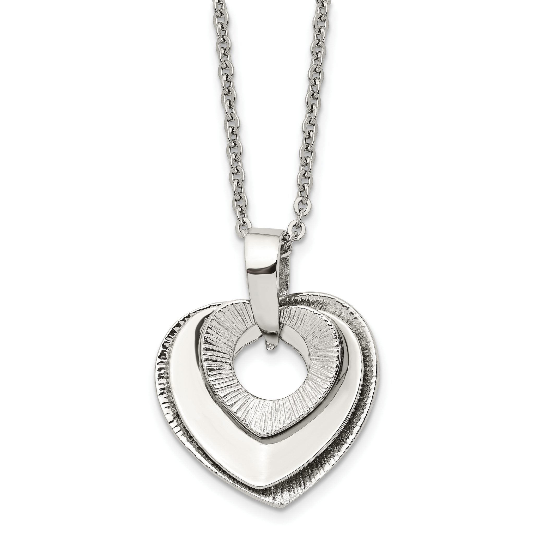 Three-Piece Moveable Heart Pendant Necklace in Stainless Steel Main image