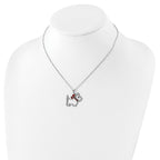 Cheryl M Sterling Silver Rhodium-plated Polished and Enameled Black and White CZ Scottie Dog 16 Inch with 2 Inch Extension Necklace