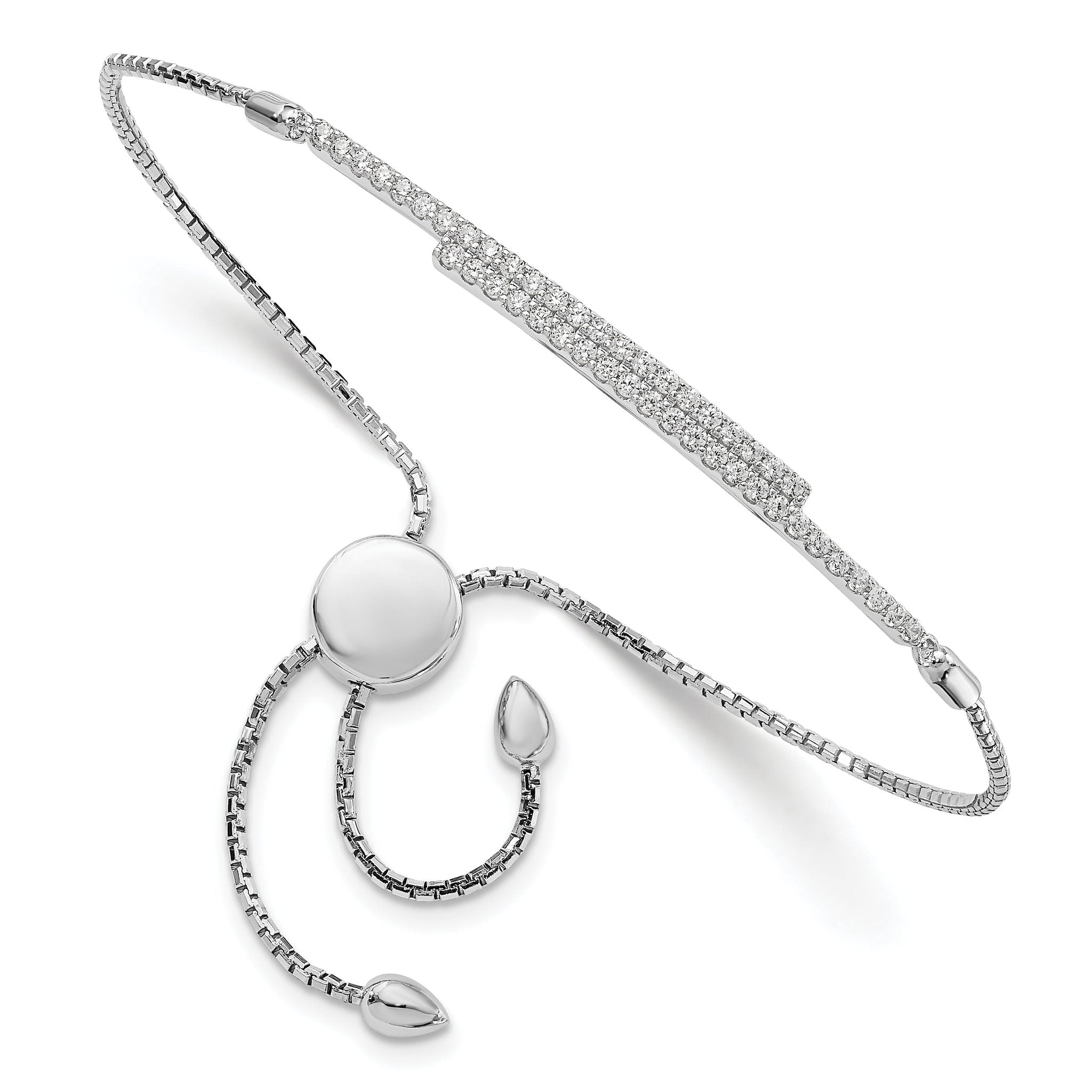 Sophia Jewelers Elegant Sterling Silver CZ Adjustable Bracelet Main image