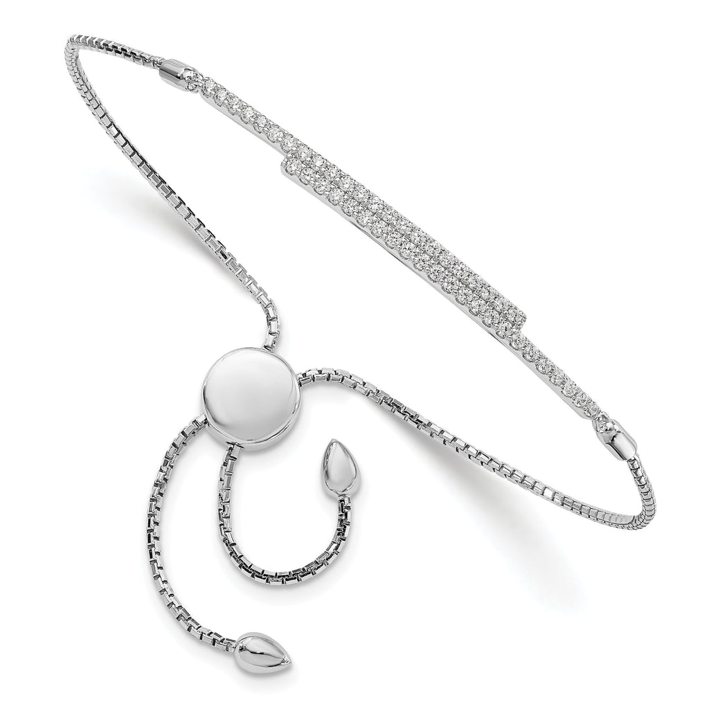 Sophia Jewelers Elegant Sterling Silver CZ Adjustable Bracelet
