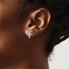Sterling Silver Rhod-plated Polished CZ Passion Cross Post Earrings
