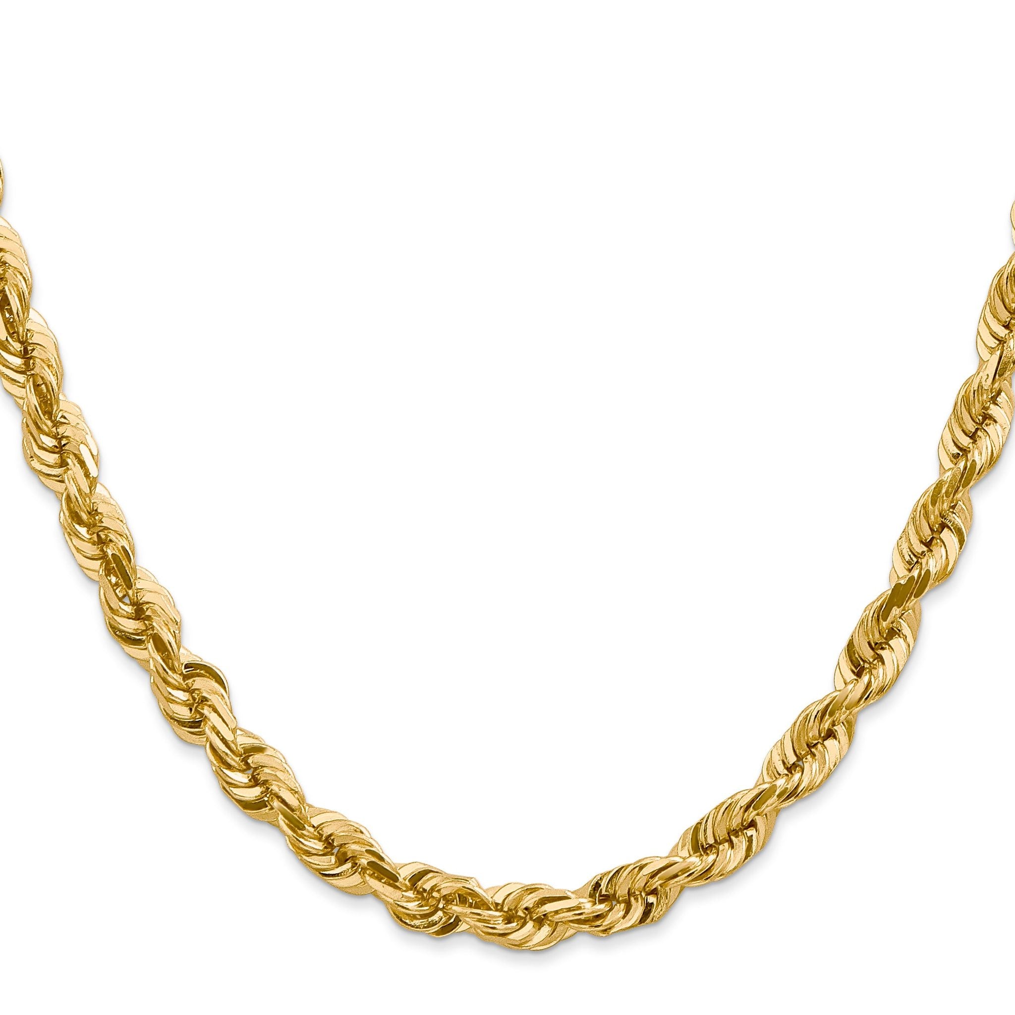 14K 7 inch 5.5mm Diamond-cut Rope with Fancy Lobster Clasp Chain