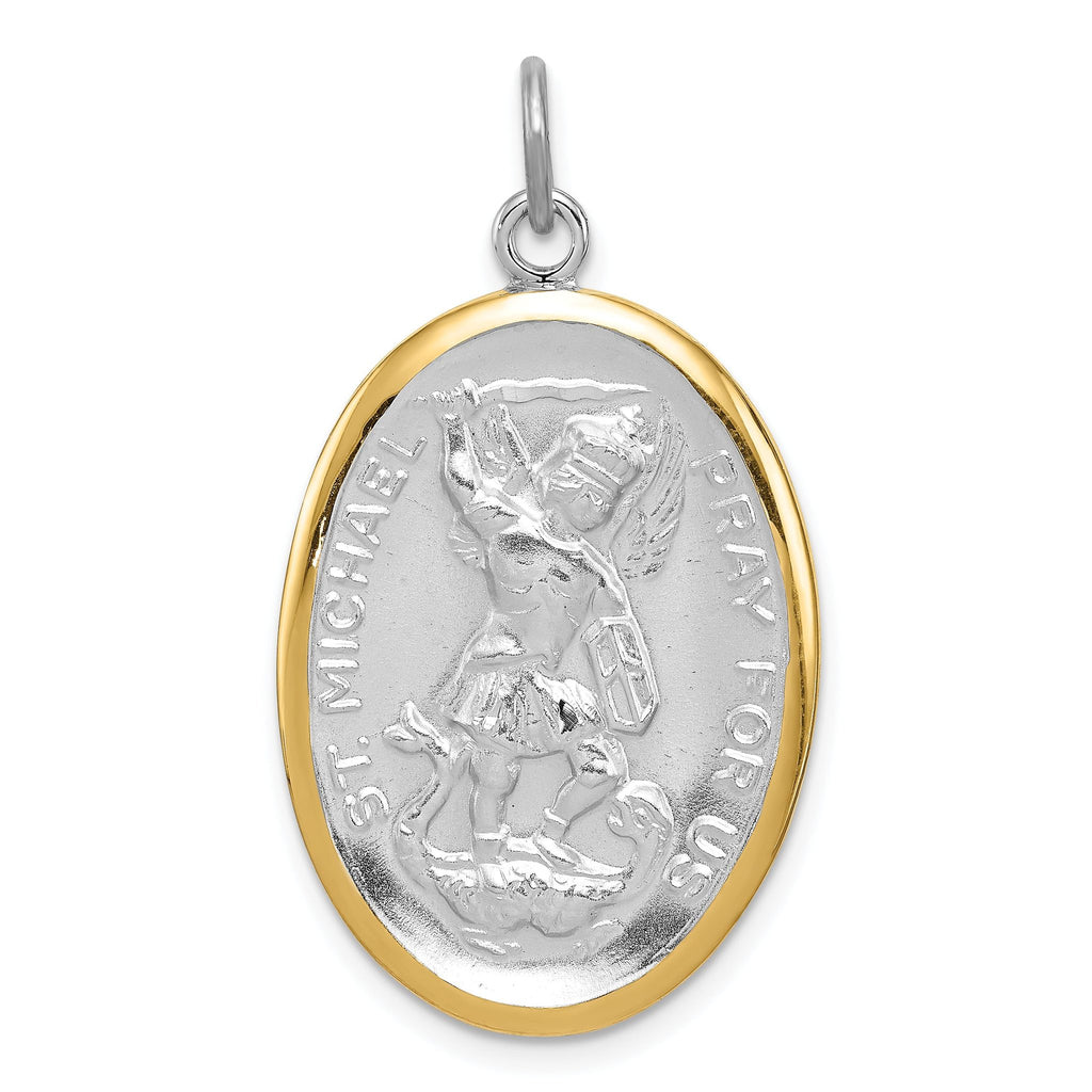 Sterling Silver Reversible St. Michael Pendant with Vermeil Accent