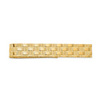14K Gold Men's Textured Basketweave Tie Bar with Polished Finish