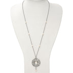 Stainless Steel Polished FWC Pearl & CZ & Glass 30in w/2in ext Necklace