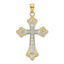 14K W/ Rhodium Scalloped Edges Cross Charm
