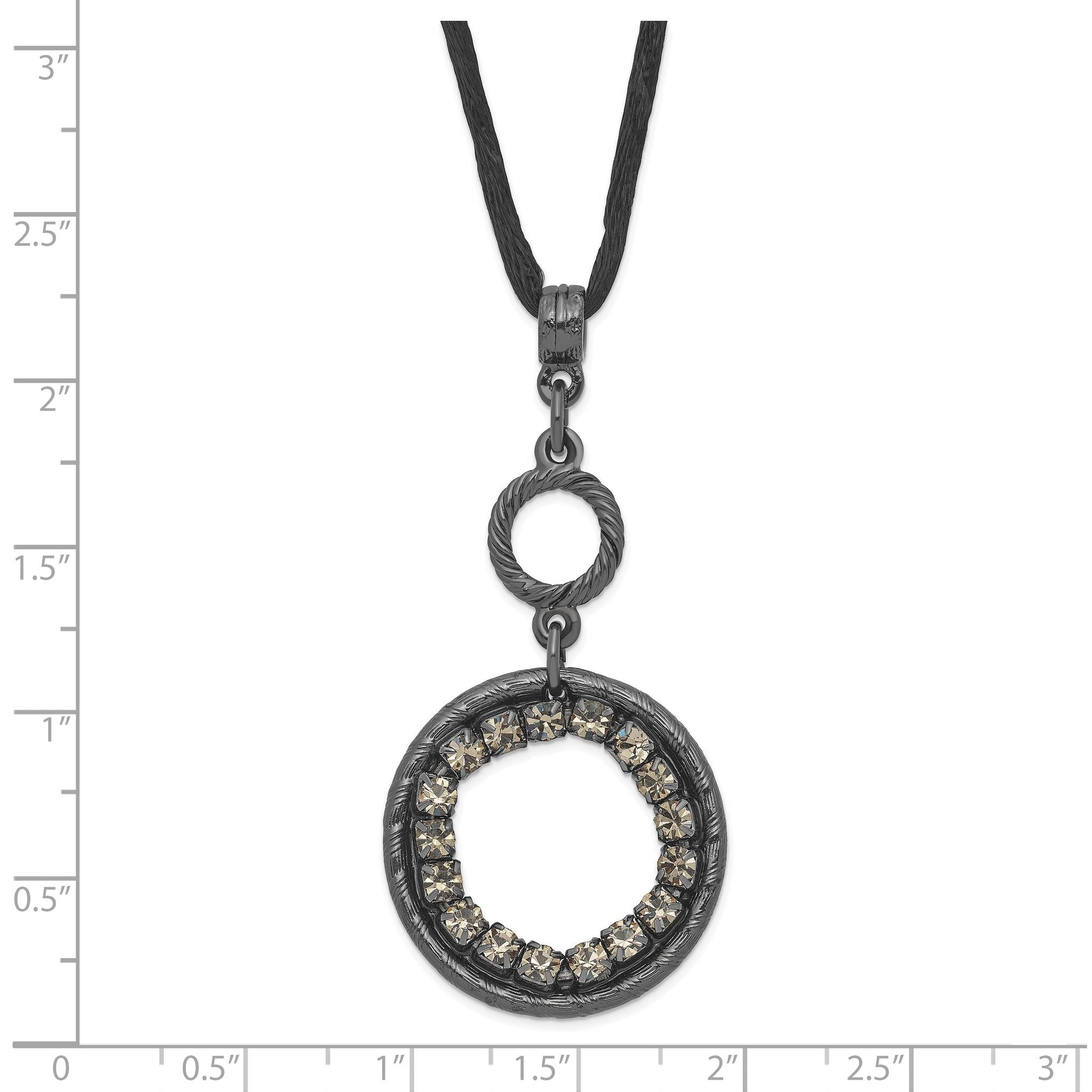 Smoky Crystal Circle Necklace in Black-Plated Fashion Metal Secondary image