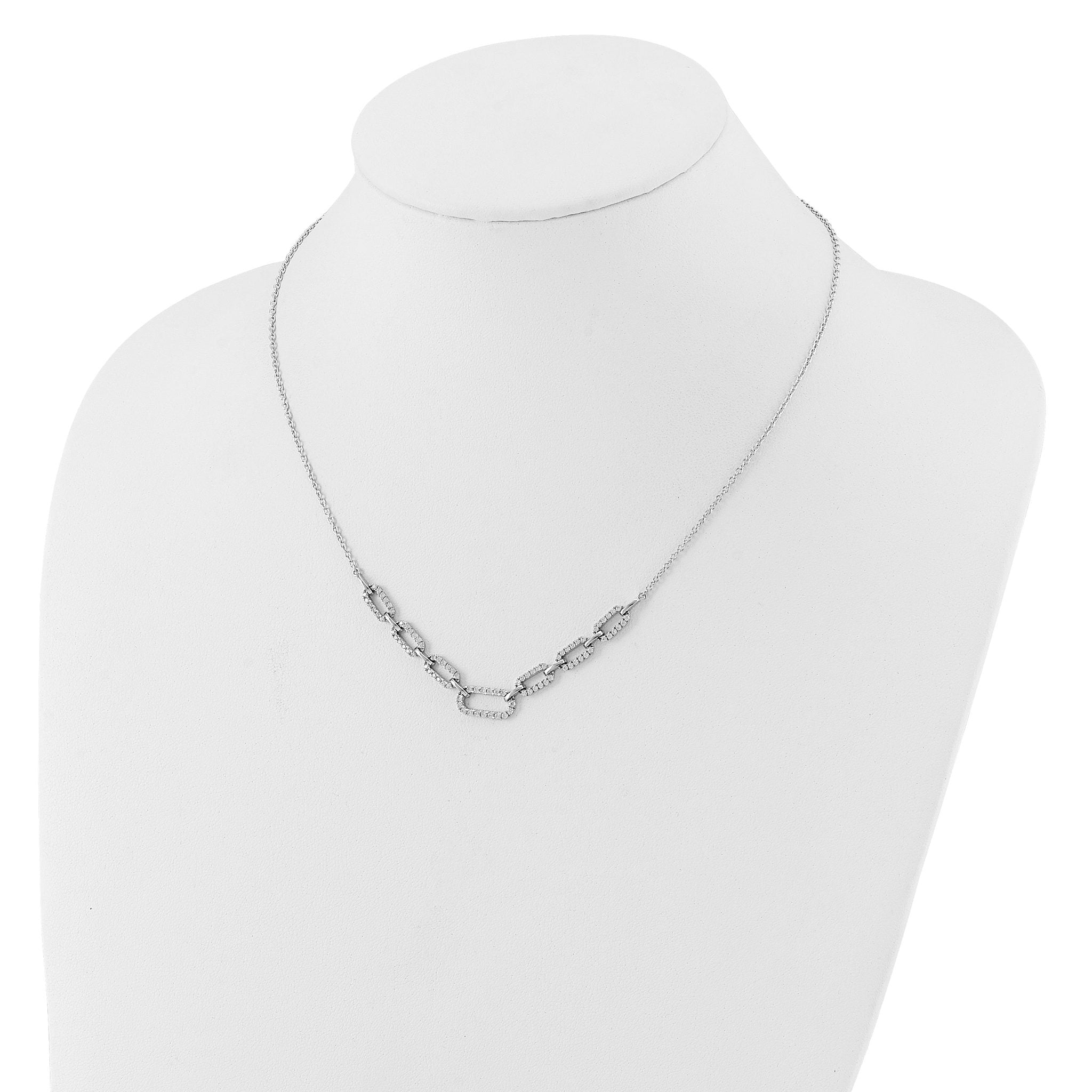 14k White Gold 1 carat Lab Grown Diamond VS/SI+ G+ 18 inch Fashion Link Necklace