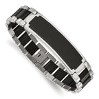 Stainless Steel Brushed and Polished Black IP-plated ID Bracelet for Men