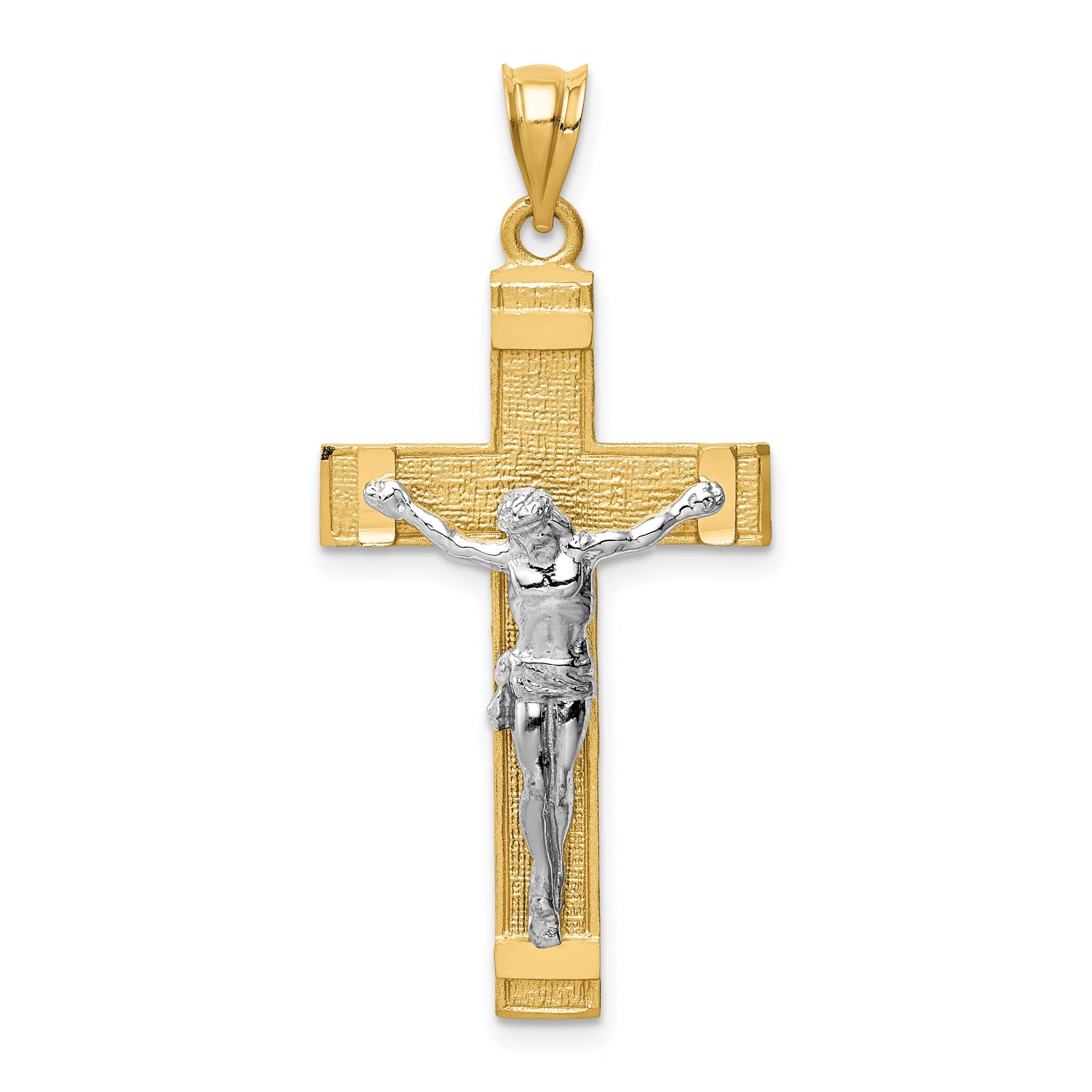 14k Two-tone INRI Crucifix Pendant Main image